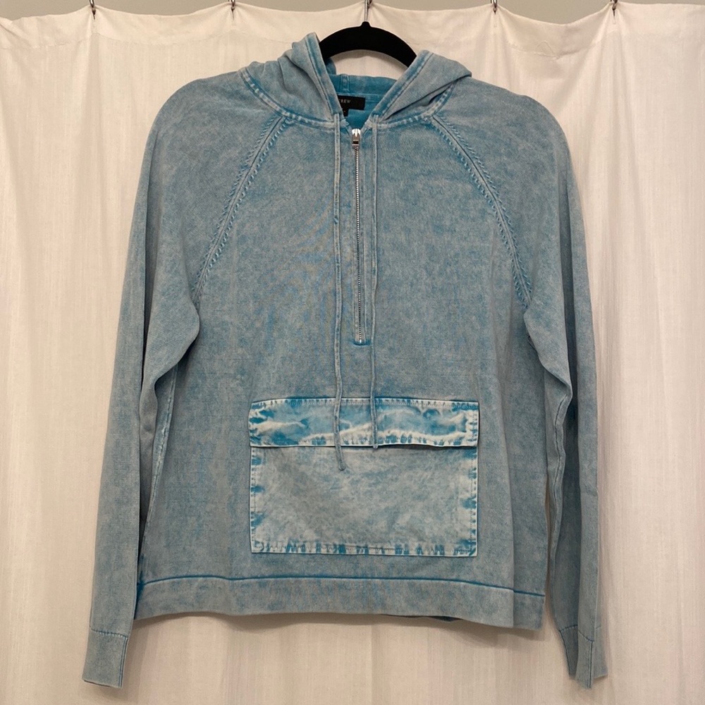 J. Crew pullover hoodie half zip, garment washed look. New, without tags!